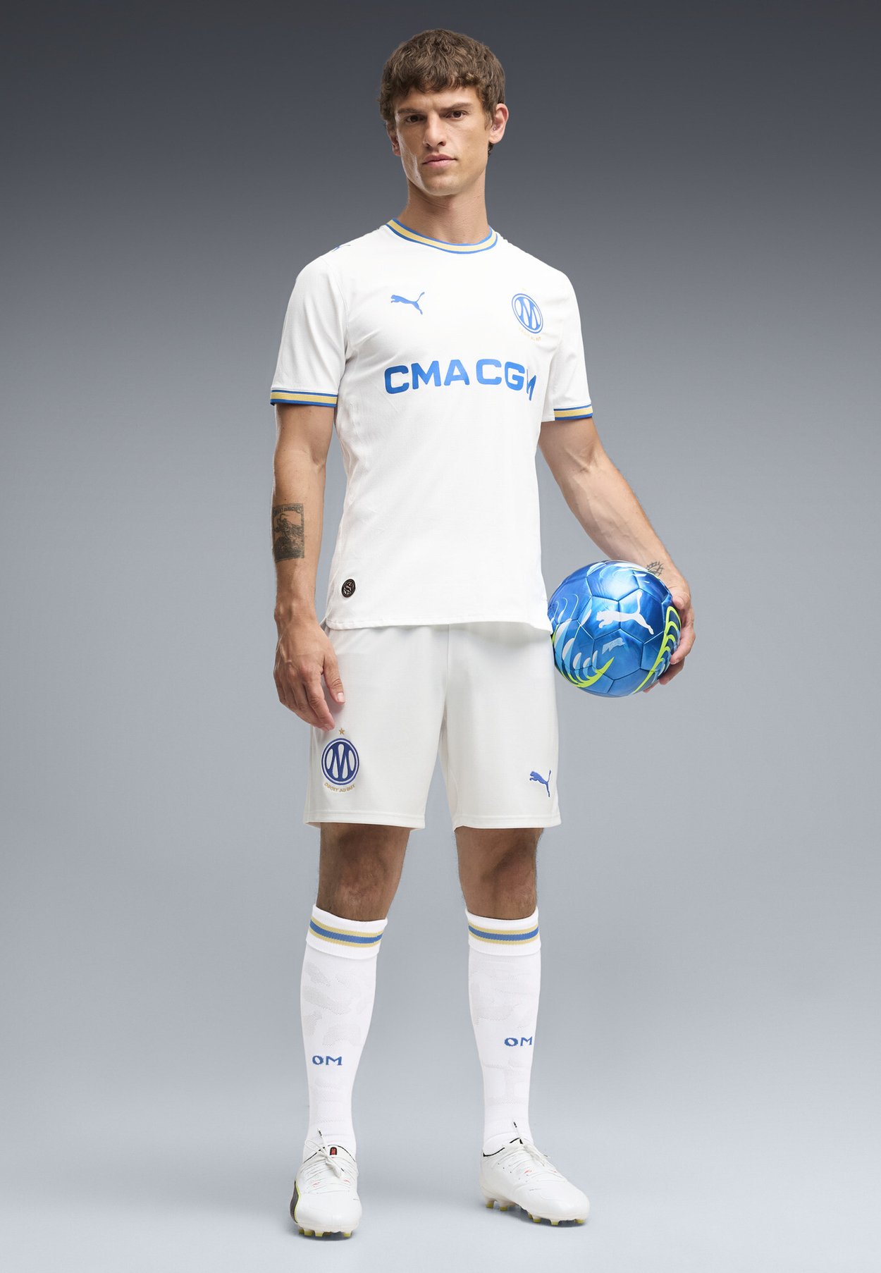 PUMA OLYMPIQUE DE MARSEILLE 26/27 SHORTS - Club wear - white- team royal
