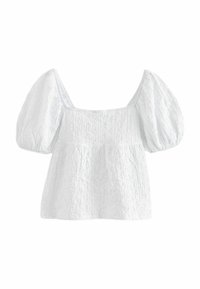 TEXTURED PUFF SLEEVE - REGULAR FIT - Pusero - white