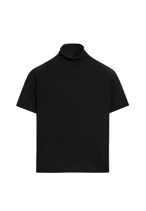 Massimo Dutti, SHORT SLEEVE TURTLENECK KNIT SWEATER - T-shirts basic - black