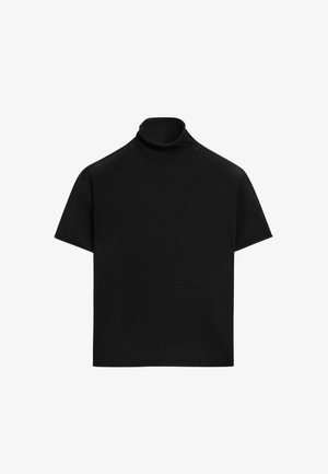 Massimo Dutti, SHORT SLEEVE TURTLENECK KNIT SWEATER - T-shirts basic - black