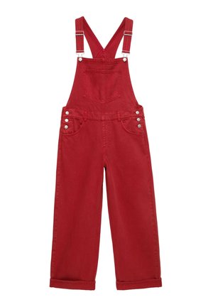 PULL&BEAR, LONG DENIM DUNGAREES - Denim Dungarees - bordeaux