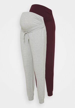 2 PACK - Joggebukse - light grey/bordeaux