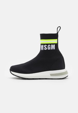 High-top trainers - black/yellow