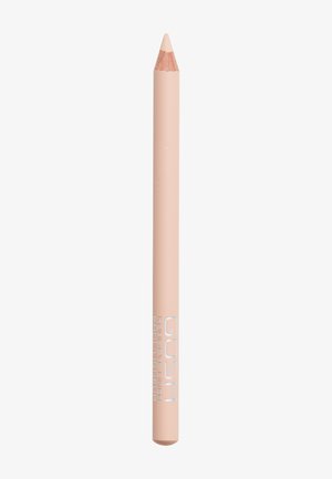 Crayon eyeliner khôl dans une douce teinte pêche avec une pointe effilée. Présente un logo argenté sur le côté. Texture lisse et mate.