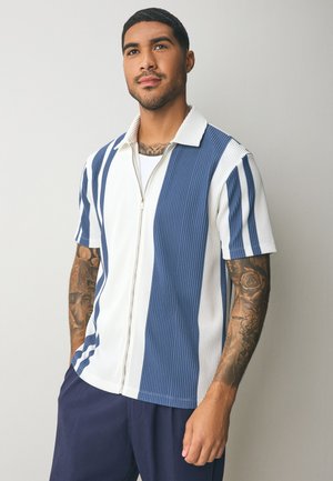 Next REGULAR FIT - TEXTURED STRIPE - Overhemd - blue white zip