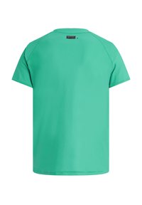Korte mouwen t-shirt in felgroen. Glad stof met een klassieke ronde hals en een label nabij de achterkant van de kraag. Regular fit en eenvoudig ontwerp.