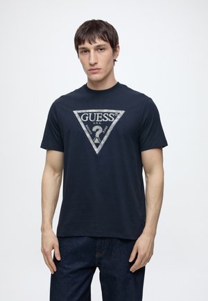 Guess, TRIANGLE LEAVES EMBROIDE - T-shirt basic - smart blue