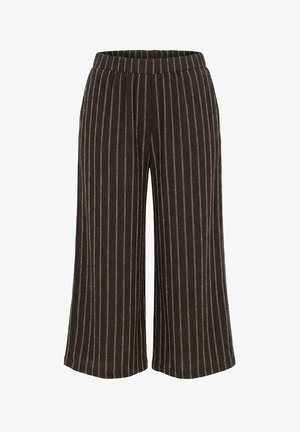 Ulla Popken, PINSTRIPE WIDE LEG PANTS - Pantaloni - mahogany