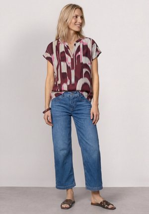 Street One, BLOUSENSHIRT WITH SPLIT NECK AND LEO-MUSTER - Camicetta - rustic rouge