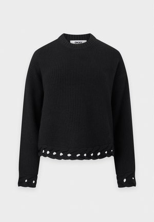 DKNY, CABLE WEAVE HEM - Пуловер - black