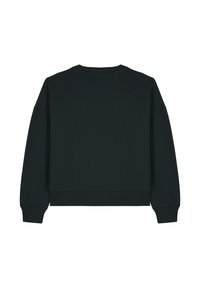 Zwarte cropped sweatshirt met een ronde hals, lange ingezette mouwen en geribbelde manchetten. Gemaakt van zachte, gestructureerde stof met een gladde afwerking.