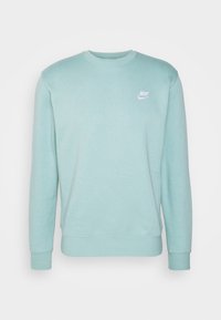 Sudadera verde menta clara hecha de una tela suave. Presenta un escote redondeado y puños acanalados. Pequeño logo blanco en el lado izquierdo del pecho.
