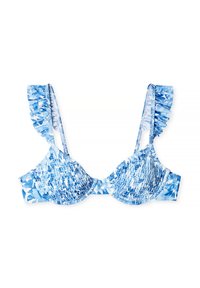 NA-KD RUFFLED SMOCKED - Bikini pezzo sopra - light blue flower