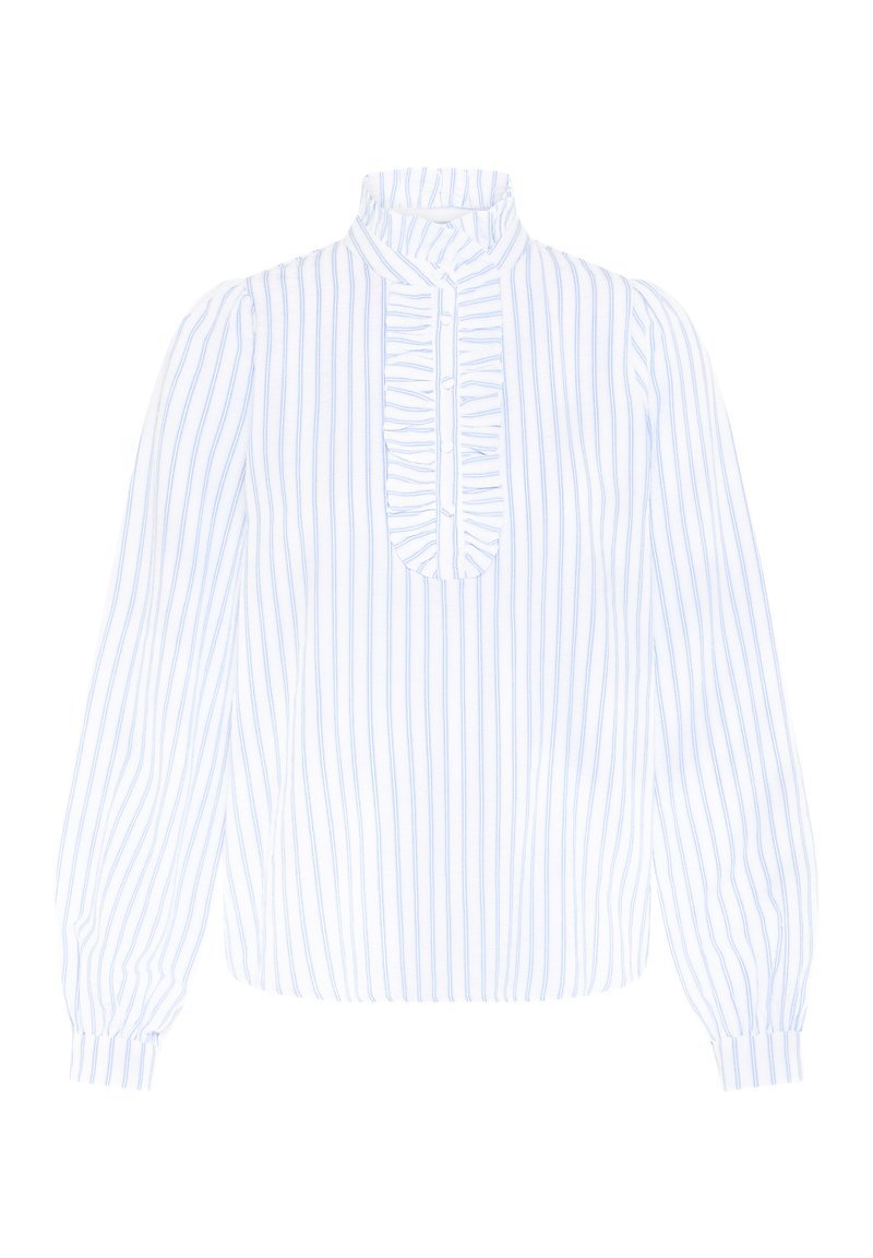 b.young BYGINETTE FRILL - Blouse - bright white blue stripe/white