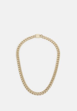 STAMPED TEXTURED LINKS NECKLACE WITH MONOGRAM SQUARE - Grandinėlė - gold-coloured