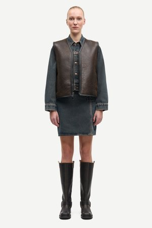 FREYA - Γιλέκο - dark brown crackled