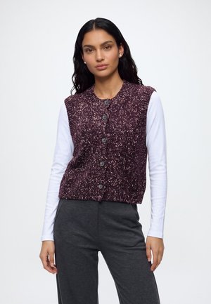 Marc O'Polo DENIM, KNIT VEST, SLEEVELESS, BUTTONS - Cardigan - mahagony jam