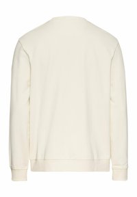 Lichtcrème sweatshirt met een ronde hals, lange mouwen en ribgebreide manchetten. Gladde textuur, geen zichtbare patronen of hardwaredetails.
