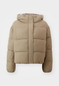LOGO SHORT HOODED PUFFER - Chaqueta de invierno - brindle