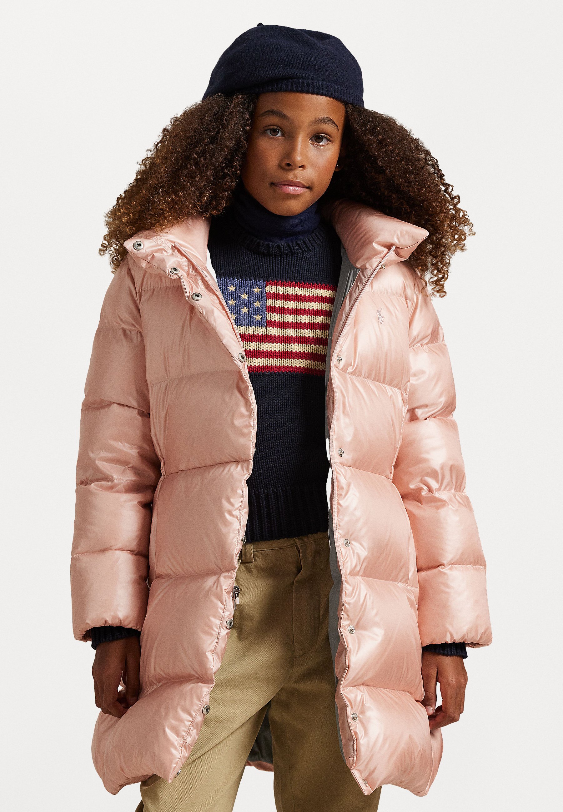 Polo Ralph Lauren METALLIC DOWN HOODED LONG JACKET - Down coat