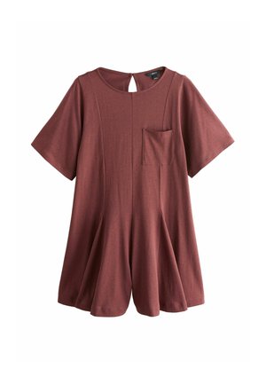TALL FIT SHORT SLEEVE ROMPER   - Kezeslábas - rust brown