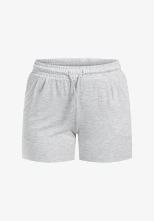 Lichtgrijze katoenen shorts met een elastische tailleband, een trekkoordsluiting en zijzakken. Glad textuur en een ontspannen pasvorm.