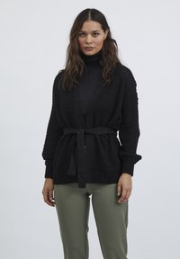 VILA VILIOMY LONG OPEN CARDIGAN - Kardigán - black