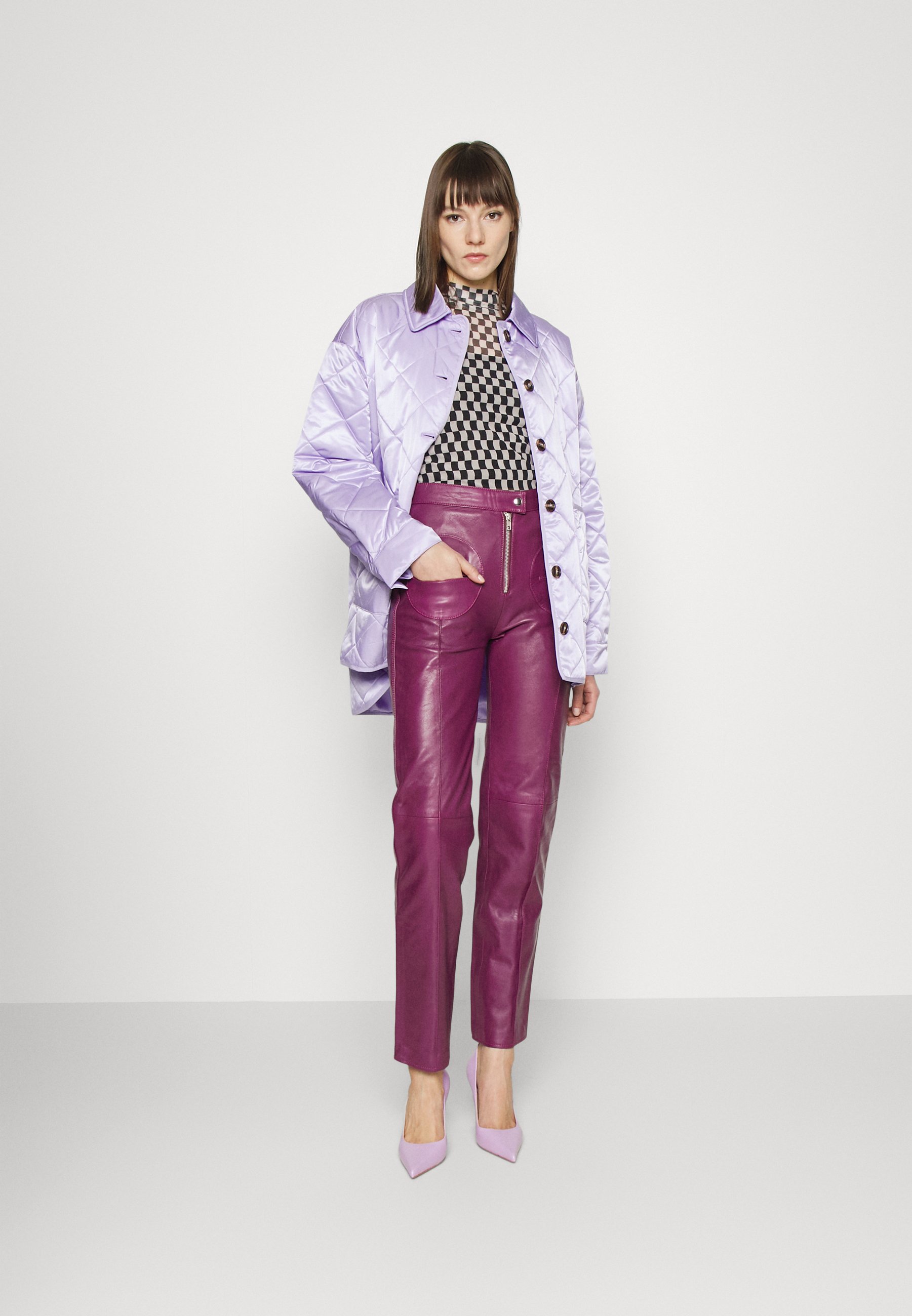 HOSBJERG EVERLYN - Pantaloni di pelle - purple/viola - Zalando.it