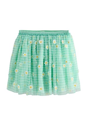 Next, REGULAR FIT - PULL ON - A-snit nederdel - green gingham daisy