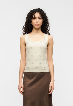 RHINESTONES TANK - Μπλούζα - cream white