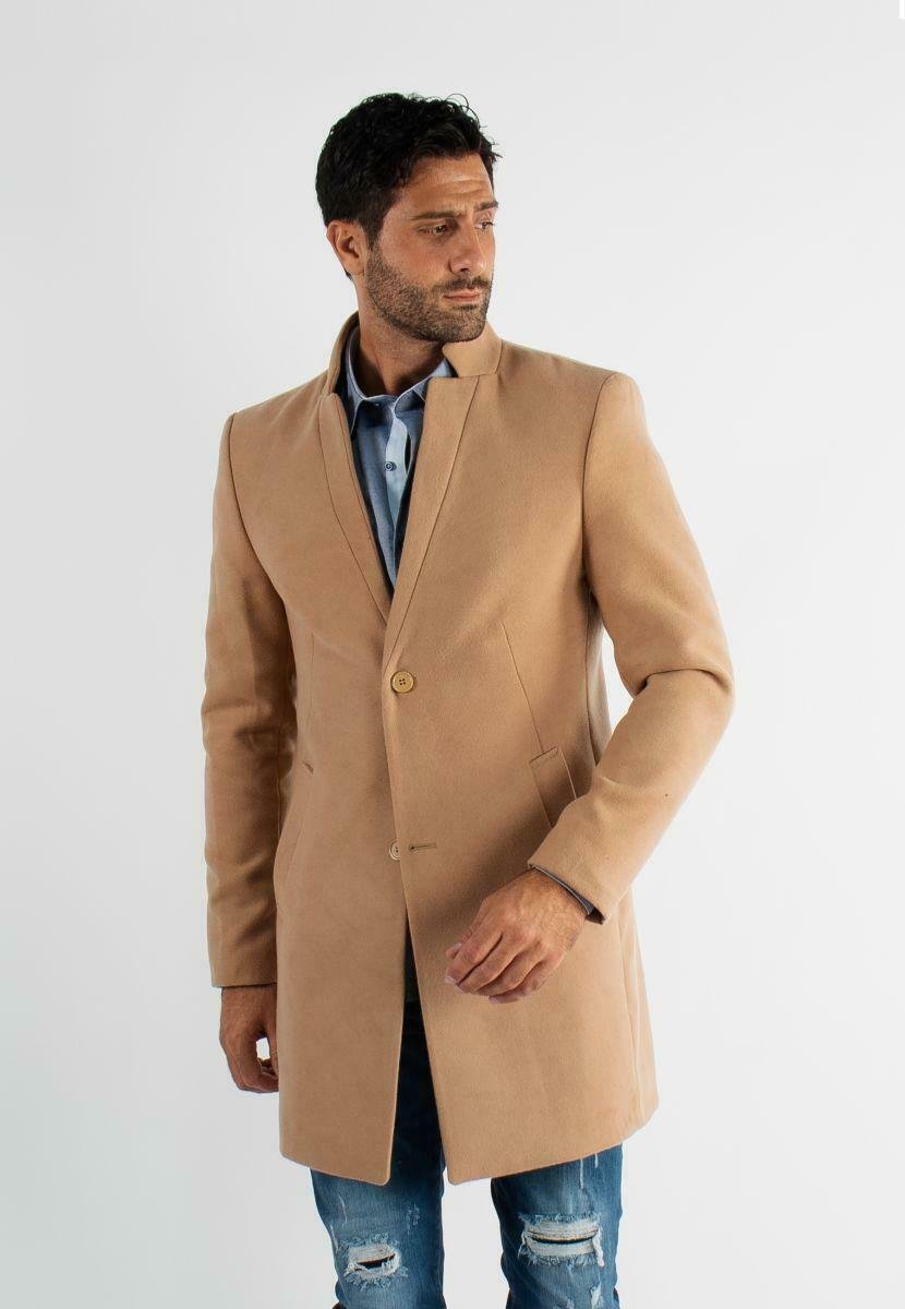 manteau court homme beige