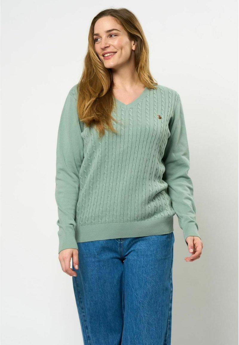 U.S. Polo Assn. BELL CABLE - Pulóver - green milliue