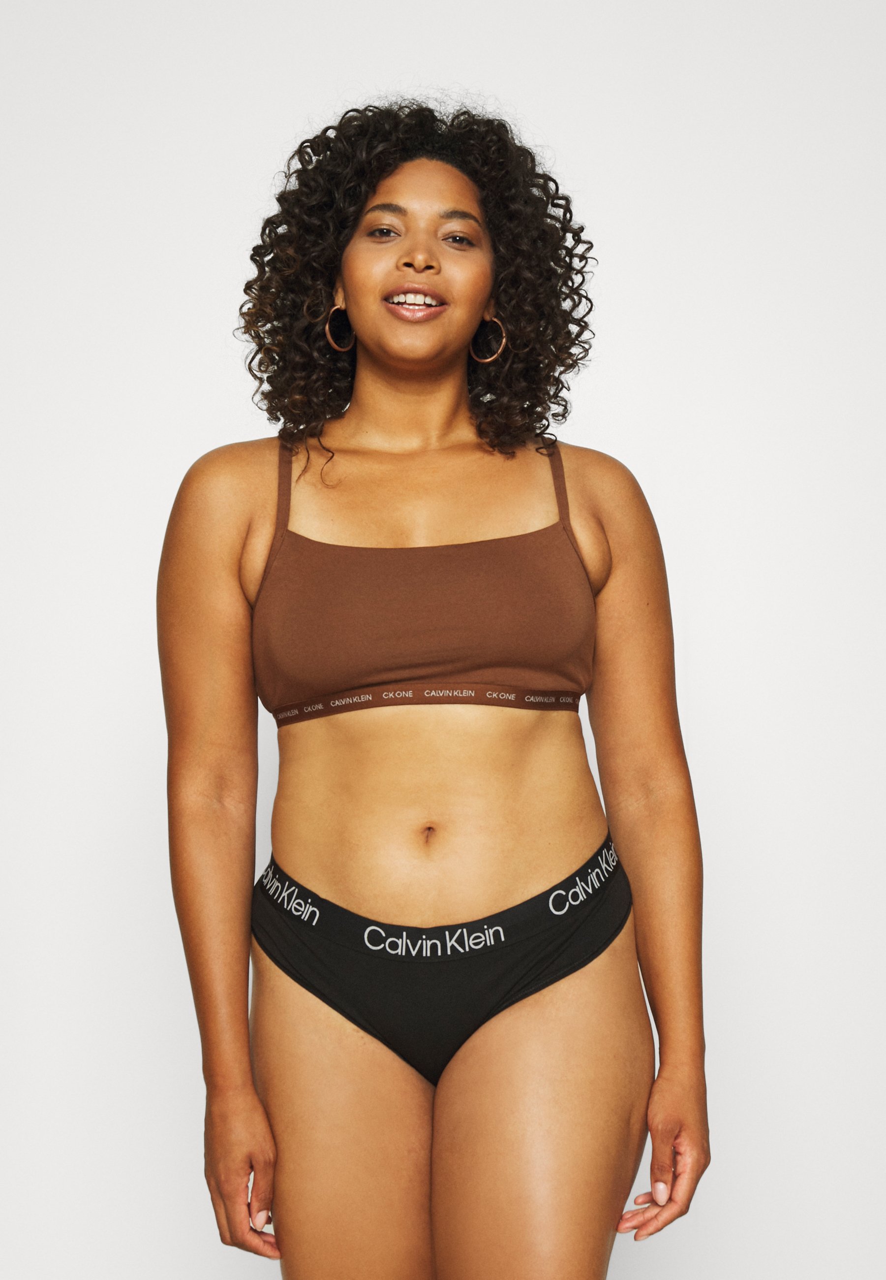 calvin klein black bralette and thong set