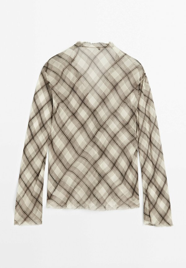 CHECK WITH FRAYED TRIMS  - Button-down blouse2