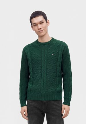 Tommy Jeans, TJM REG CABLE KNIT SWEATER - Jumper - velvet green