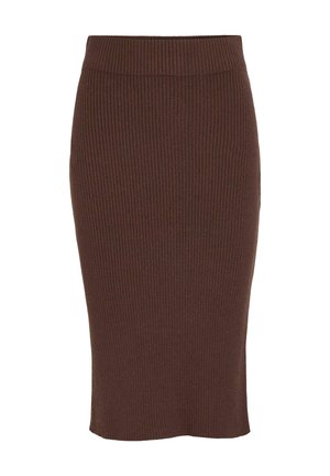 VILA, MIDI SKIRT VIRIL KNITTED - Jupe crayon - coffee bean