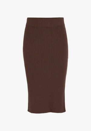 VILA, MIDI SKIRT VIRIL KNITTED - Jupe crayon - coffee bean