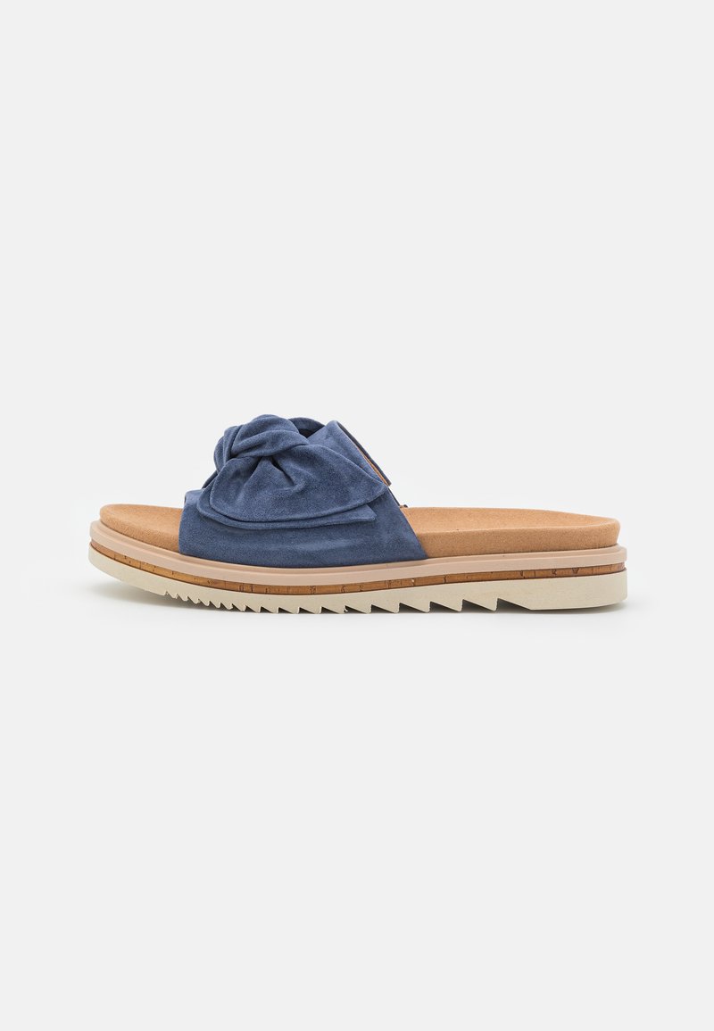 Damen Flache Pantoletten | Gabor Comfort Pantolette flach jeans/blau - EI59414 Damen Flache Pantoletten | Gabor Comfort Pantolette flach jeans/blau - EI59414
