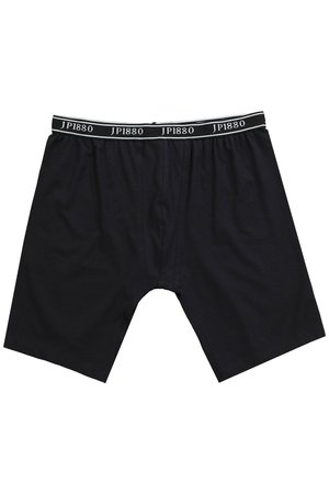 Sorte mænds boksershorts med elastisk linning med teksten "JP1880" i hvid.