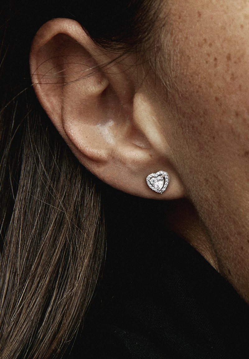 Pandora SPARKLING ELEVATED HEART STUD Earrings silver coloured - Main Image