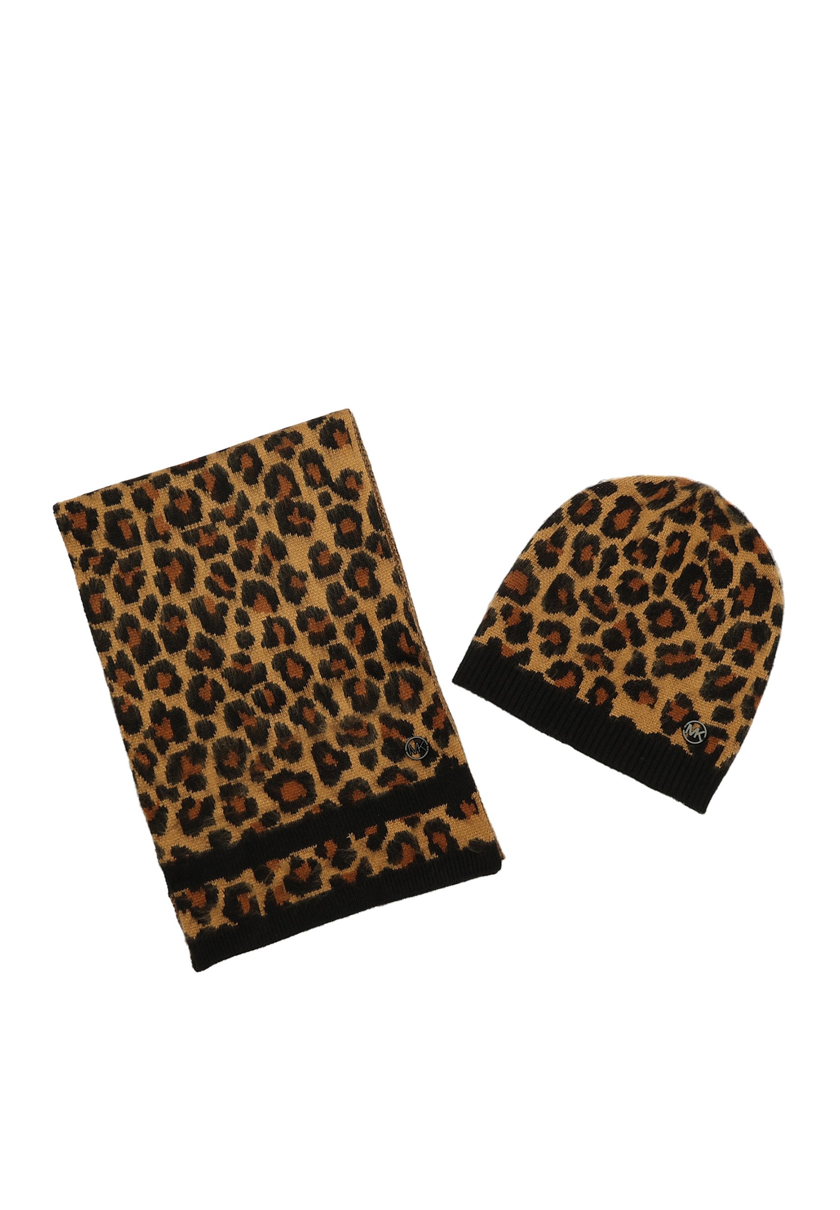 Michael Kors Beige & Gold Leopard Knit Beanie and Scarf Set MICHAEL KORS WOMEN SET GOLD/BEIGE LEOPARD | Mercari main image 3