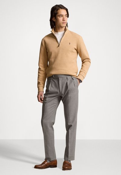Polo Ralph Lauren DOUBLE-KNIT QUARTER-ZIP PULLOVER - Hosszú ujjú felső - classic camel heather