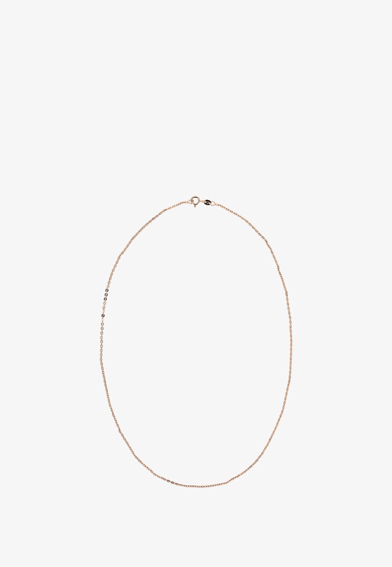 Złocony delikatny naszyjnik z łańcuszka z małymi, okrągłymi ogniwami i zapięciem na karabińczyk. Teksturowane wykończenie z polerowanym wyglądem.