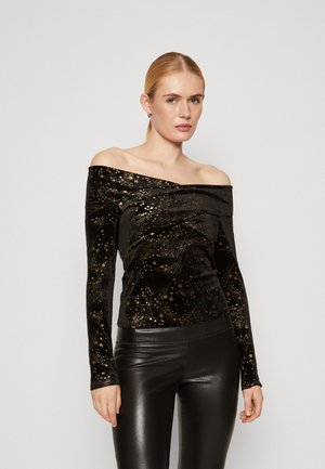 AllSaints DELTA STAR - Top s dlouhým rukávem - black/gold