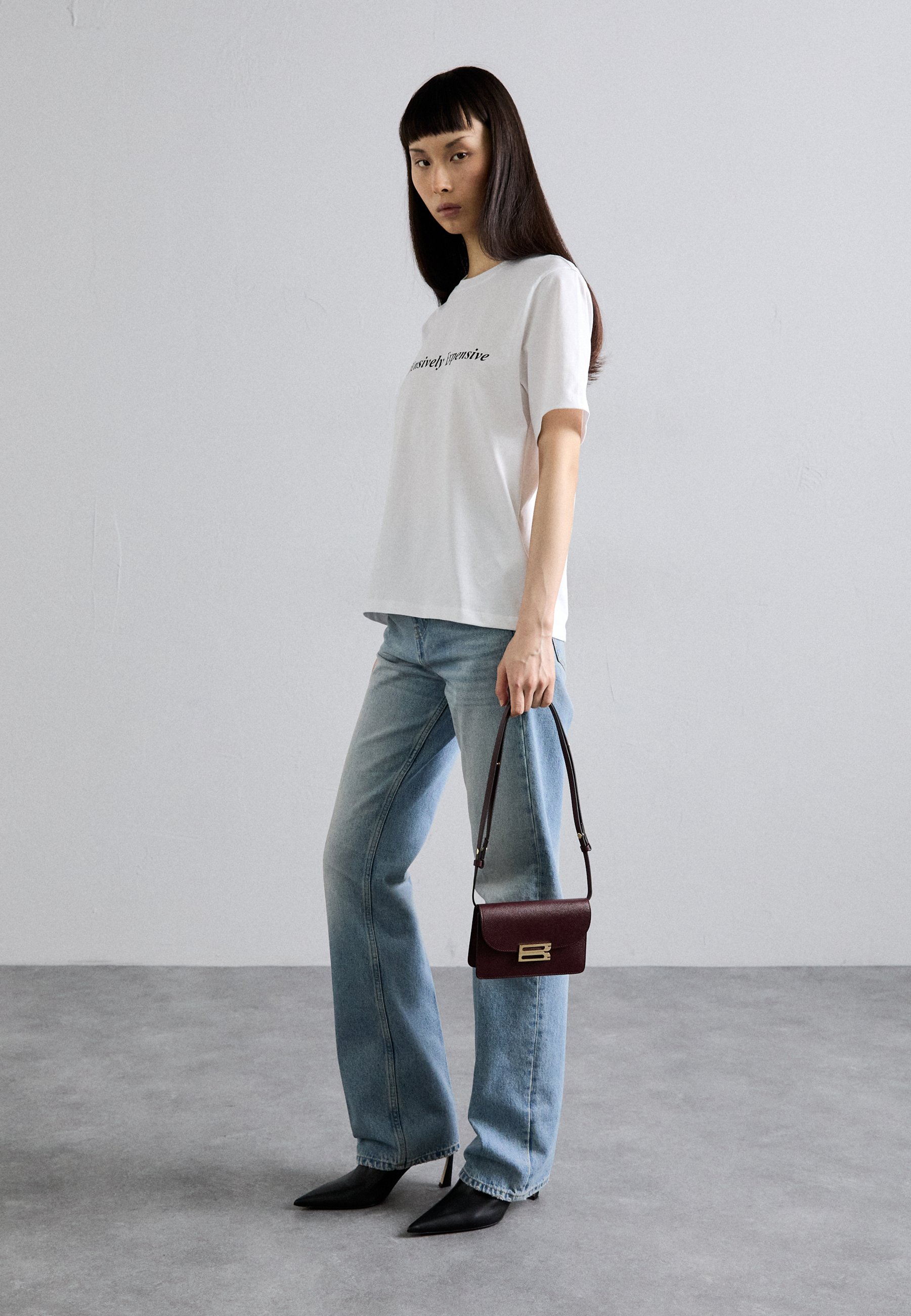 Victoria Beckham BBUCKLE NANO - Cross body bag - burgundy/bordeaux