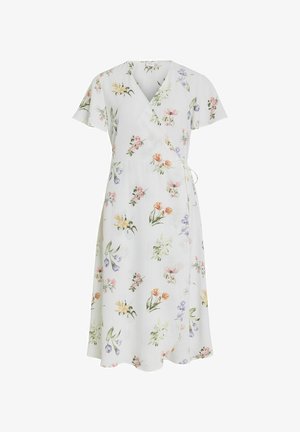 VILA VILOVIE S/S WRAP MIDI DRESS - NOOS - Jurk - snow white