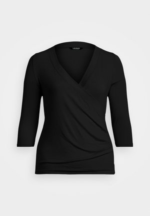 Lauren Ralph Lauren Woman WRAP STYLE JERSEY TOP - Longsleeve - black
