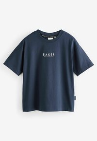 T-shirt in cotone blu navy con maniche corte e collo a giro. Presenta la scritta bianca "BAKER" stampata sul davanti, con un'etichetta laterale.