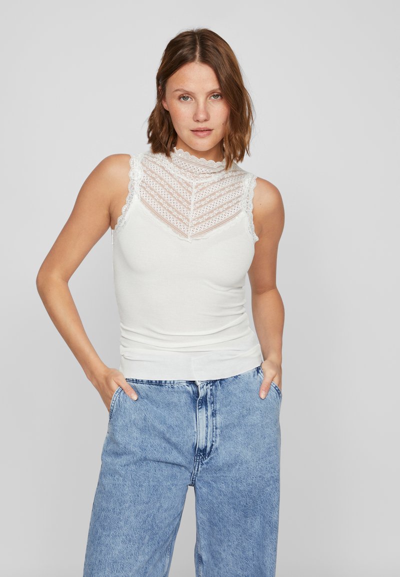 VILA VISIA HIGH NECK TOP - Top - cloud dancer