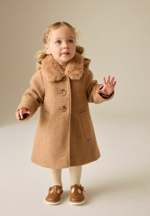 Next, FAUX FUR COLLAR HOODED COAT - Classic coat - camel brown